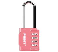 RESET-060 Cadenas à code 4 chiffres, anse longue, rose, 1 pièce