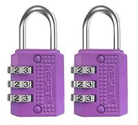 RESET -071 Lot de 2 mini cadenas à combinaison à 3 chiffres pour casier de gym, bagage de voyage, serrure réinitialisable sans clé pour sac à dos, fermeture éclair, valise, violet