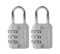RESET -071 Lot de 2 petits cadenas à combinaison à 3 chiffres pour mini casier, cadenas de voyage, agenda, boîte, bagages, valise, sac à dos, argenté