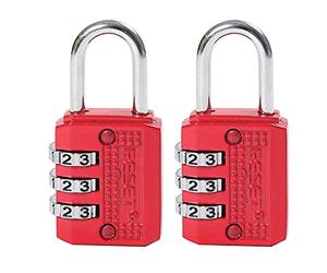 RESET -071 Lot de 2 petits cadenas à combinaison à 3 chiffres pour mini casier, cadenas de voyage, agenda, boîte, bagages, valise, sac à dos, rouge
