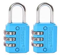 RESET -071 Mini cadenas à combinaison, petit cadenas à 3 chiffres pour casier de gym, serrure de bagages de voyage, serrure réinitialisable sans clé pour sac à dos, fermeture éclair, valise, bleu, lot