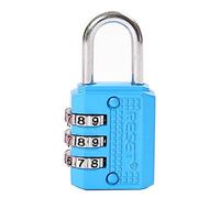 RESET-071- Petit Cadenas Bleu à Combinaison de 3 Chiffres Personnalisable, Idéal pour Casiers d'École, Bagages, Valises, Sacs à Dos et Boîtes à Outils