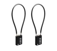 RESET 204 Lot de 2 cadenas à combinaison à 4 chiffres avec câble en acier de 30 cm, câble antivol pour poubelle, casier, casier de gym, bagages, valise, étui à pistolet, gâchette, casque, 5 mm de