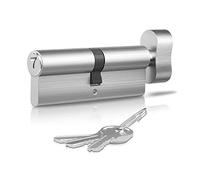 RESET,Cylindre de serrure Euro 55/40T (95 mm), serrure de porte Euro avec 3 clés, anti-choc, anti-perçage, serrure de porte anti-crochetage avec clé, laiton, chrome