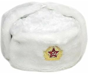 reshmena Chapeau de trappeur vintage en fourrure de l'armée soviétique pour homme - Chapeau chaud d'hiver avec badge soviétique unisexe en fausse fourrure - Chapeau d'hiver style soviétique unisexe