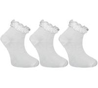 reshmena® Chaussettes à volants en dentelle pour filles - Chaussettes de danse douces pour la rentrée scolaire, blanc, 4-6 ans
