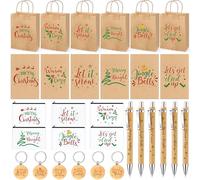 Resholder Lot de 30 cadeaux de Noël, 6 trousses de maquillage, 6 sacs cadeaux en papier, 6 porte-clés avec pendentif, 6 bloc-notes inspirants, petit carnet de poche et 6 stylos à bille (Noël)