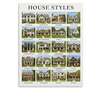 Residential Architecture American House Design Canvas Wall-Art Poster for Home Office Living Room Decor(Framed,12x18inch(30x45cm))