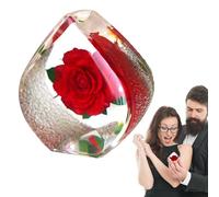 Resin Art Figurines - Real Roses Resin Crafts Forever Souvenir | Handcrafted Preserved Flower Desk Decor, Safe Eternal Rose Ornament For Home Office Bedroom Living Room, Clear Rêsin Floral Display Fig