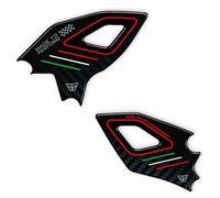 Resin Bike Autocollant Moto Compatibles avec Ducati Panigale-Streetfighter V4-V4s 2025. Protection de Talon Moto Grip Contre Les Chocs et Les Rayures. Paire d'autocollants 3D Résinés Made in Italy