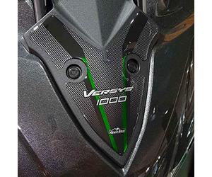 Resin Bike Autocollant Moto Compatibles avec Kawasaki Versys 1000 Grand Tour 2017-2025. Protection Frontale Contre Les Chocs et Les Éraflures. Autocollant 3D Résinés - Vert Effet Métallisé