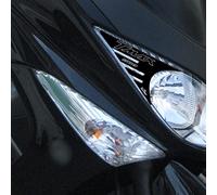 Resin Bike Autocollant Moto Compatibles avec Yamaha Tmax 500 2008-2011. Protection Paupières de Phare Scooter Contre les Chocs et les Éraflures. Paire Autocollant 3D Résinés pour Maxiscooter - Noir