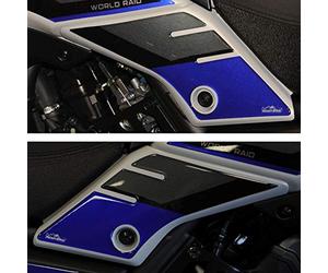 Resin Bike Stickers Moto Compatible avec Yamaha Tenere 700 2019 Blu. Gardes Side by Bumps and Graffi. Paire d'autocollants 3D Résine Droite Côté Et Gauche - Bleu métallisé