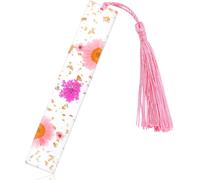 Resin Bookmark Dried Flower Bookmark Mothers Day Gifts Daisy Flower Bookmark With Tassel For Readers Teacher Students (Pink)