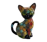Resin Cat Figurine with LED Glow, Stained Fall Halloween Nīght Light