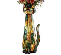 Resin Cat Vase, Boho Flower Holder, 7.09x3.54 inches Decorative Planter with Sturdy Build, Kitten Container with Playful Style, Cat Lover Ornament, Indoor Accessory for Balcony and Bedroom