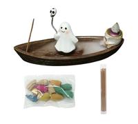 Resin Cute Skeleton Ship Incense Burner | Halloween Ghost Ship Incense Burner Holder,Halloween Decor Resin Craft for Home Offices Uniques Holder for Aromatherapy Spooky Style