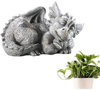 Resin Garden Statue,Fantasy Figurine Decoration,Dragon Garden,Garden Decoration,Dragon,Balcony,Front Garden Ornament (Left Dragon)