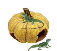 Resin Gecko Cave, Pumpkin-Shaped Habitat Device, 8x6 inches Shelter with Material, Tortoise for Reptiles and Amphibians, Tank Accessory with Natural Design, Enclosure Decor for Lizards and Frogs