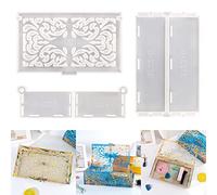 RESIN GO Moules en résine en forme de boîte de domino, grand récipient rectangulaire sculpté en résine époxy avec couvercle pour mouler, stockage, cadeaux, bibelots, maquillage, moules en résine pour