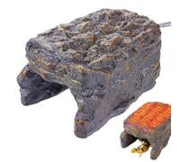 Resin Heated Hide | Heated Reptile Hides Caves, Resin Simulation Rock with Heated Basking Stage, Tank Accessories for Lizards, Turtles, Snakes and Geckos | Tank Habitat Decor