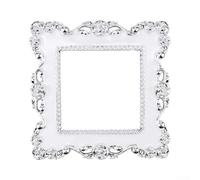 Resin Light Switch Cover Plate 15.5cm Silver White Decorative Socket Finger Plate 8.6cm Inner Diameter Electroplated Switch Surround Panel for Home Decor Square Resin Wall Plate 15.5x15.5cm Silver(A)