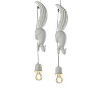 Resin Material Squirrel Hanging Lamp European Creative Art Animal Pendant Lamp Adjustable Height Kitchen Decoration Ceiling Pendant Lamp Modern Simple Children Room Chand (White 2 pcs)