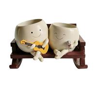 Resin Pot for Flowers - Double Head Face, Indoor Outdoor Plants Resin Pot for Cactus, Monstera, Aloe, Garden, Patio, Porch, Windowsill, Tabletop, Floor, Dining Room, Decorative Plant Container, Modern