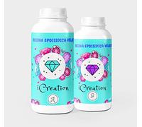 Resin Pro ICreation Résine Epoxy à prise Rapide, Catalyse en Moitié de Temps, pour Moules en Silicone, Bijoux, Créations d'Art, DIY, Fabriquée en Italie - 300g