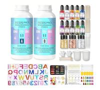 Resin Pro ® Résine époxy transparente 1:1 Kit complet 500 g de résine + 150 accessoires utiles pour la création de bijoux, créations artistiques, résine pour débutants
