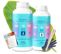 Resin Pro Résine Époxy Transparente 1:1 pour la Création de Bijoux, d'Œuvres Artistiques, Facile à Utiliser et Résistante à l'Humidité, 1 Kg, Résine Adaptée aux Débutants.