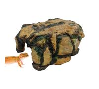 Resin Reptile Cave, Natural Rock, 18x12 inches Shelter with Wide Opening, Textured Stone Finish Decor, Habitat Ornament with Realistic Style, Tank Accessory for Lizard Turtle