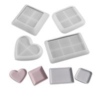 Resin Silicone Tray Mold - 4Pcs Heart Square | Jewelry Candy Cosmetic Holde