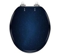 Resin Toilet Seat Dark Blue Stars Print for Home Bathroom Use