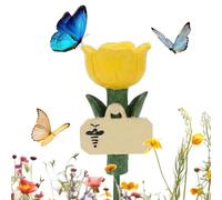 Resin Watering Station, Bee Drinking Cups, 2.36x7.09 inches Flower Feeder with Hand-Painted Finish, Durable Resin Perch, Hydration Tool with Colorful Style, Garden Accessory for Backyard & Park