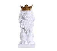 Résine Abstraite Noir Blanc Couronne Lion Sculpture Statue Artisanat Accueil Bureau Décoration Géométrique Résine Sauvage Animal Lion Statue Craft (blanc)