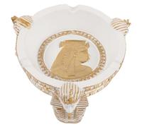 Résine Cendrier Décoratif Égyptien Blanche pour Bureau et Table Basse | Style Pharaonique Unique, Surface Lisse Bien Polie, Rangement Compact, Rinçage Facile, Adapté aux Cigarettes et Cendres