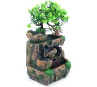 Résine Desktop Fontaine Feng Shui Fontaine de table Fontaine d'intérieur Eclairage LED Plante verte