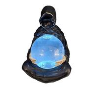 Résine Dieu de la mort en cristal - Chauve-souris volante - Décoration d'Halloween pour fêtes à la maison et cadeaux de collection - Boule de cristal mystérieuse avec effet LED