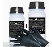 Résine époxy 2K de 6 kg + durcisseur + gants EP résine laminée de qualité professionnelle en verre transparent et inodore, résine époxy UV pour bois, table de sol, aquarium, moulage GFK DIPOXY-2K-700