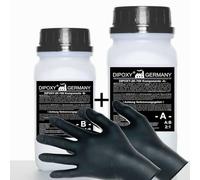 Résine époxy 2K de 6 kg + durcisseur + gants EP résine laminée de qualité professionnelle en verre transparent et inodore, résine époxy UV pour bois, table de sol, aquarium, moulage GFK DIPOXY-2K-700