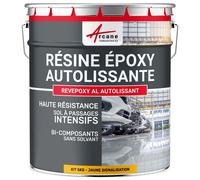 Résine Epoxy Autolissante - Peinture pour Sol : Déco intérieure, Atelier - Effet Miroir Jaune Signalisation - RAL 1023 5 kg