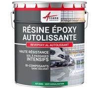 Résine Epoxy Autolissante - Peinture pour Sol : Déco intérieure, Atelier - Effet Miroir Vert signalisation - RAL 6024 25 kg