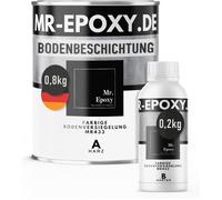 Résine Époxy Sol (1kg RAL 6021 - Vert pâle) - Peinture Époxy Bi-Composant pour Garage Terrasse & Béton - Revêtement Sol Extérieur