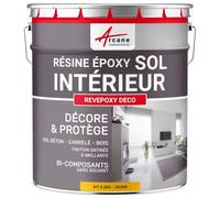 Peinture Sol - Résine Epoxy : Peinture pour Sol salon, cuisine, salle de bains - Effet Miroir - REVEPOXY DECO Jaune - RAL 1023 2.5 kg (jusqu'à 12.5 m² en 2 couches)