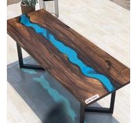 résine époxy table de rivière Véritable bois massif Bleu eau Tissche Epoxy Meuble Nouveau