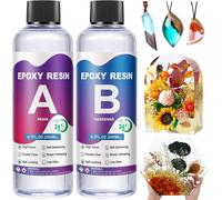 Resine Epoxy Transparente 2 Parts 400ml, Kit Résine Epoxy 1: 1 Ratio Résine Époxy Cristalline, Resine Epoxy Kit Pour Moulage Et Revêtement, Fabrication De Bijoux Et Décoration Artisanale