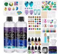 Resine Epoxy Transparente,Resine Epoxy Kit,Pigment de résine,Feuille d'or,Paillettes,pour la Fabrication de Bijoux en Cristal Pendentif Bracelet