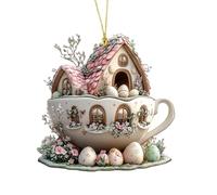 Résine peinte à la main - Boîte à bijoux 7,8 x 8 x 0,3 cm | Maison pour lapins d'œufs de 15 g, décoration de café de Pâques, pendentif pour sac à dos avec décorations saisonnières, ornement de pender