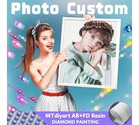 Résine personnalisée diamant peinture partie AB fée poussière Photo perceuse complète bricolage 5D mosaïque broderie passe-temps anniversaire velours toile cadeau AB FD Square Resin